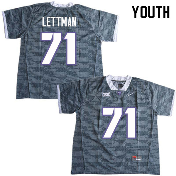 Youth #71 Toby Lettman TCU Horned Frogs College Football Jerseys Sale-Gray